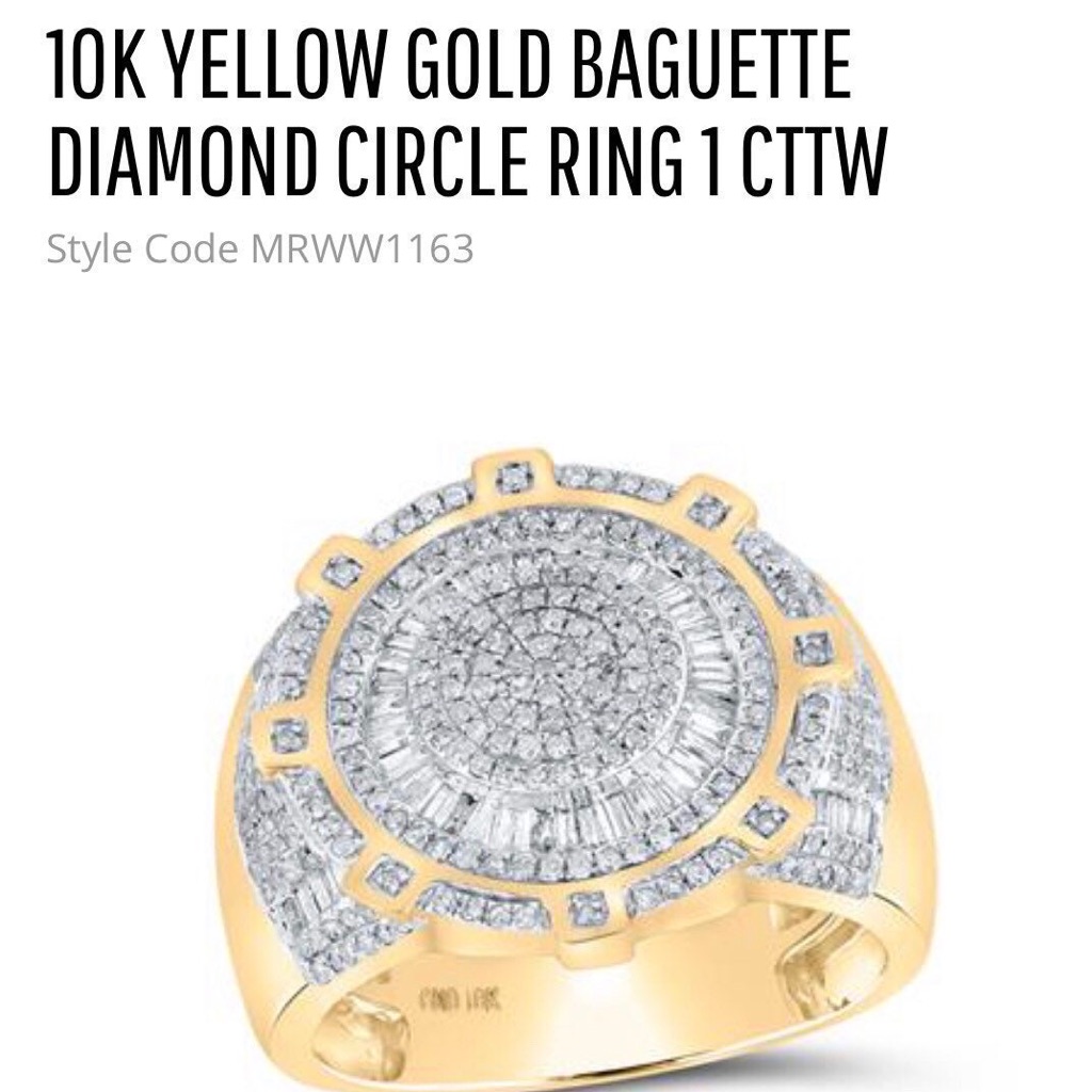 10k Solid Gold Baguette Real Diamond Circle Custom Made Ring Free Appraisal Wow